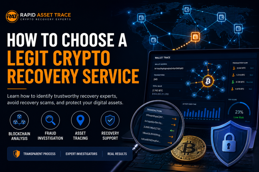 Legit Crypto Recovery Service Guide Showing Blockchain Investigation and Asset Tracing